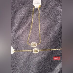 Gold Necklace with Crystal Detailing